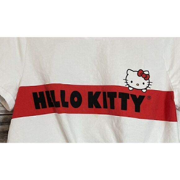 Hello Kitty White Crop T Shirt Tie Front Hem Short Sleeves 2XL - Picture 7 of 9